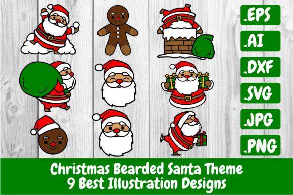 9 Best Christmas Bearded Santa Theme Illustrations