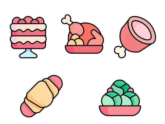 Bundle Christmas Food Illustrations for Festive Web Design