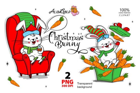 Christmas Bunny, New Year's Bunny Santa Illustration Review