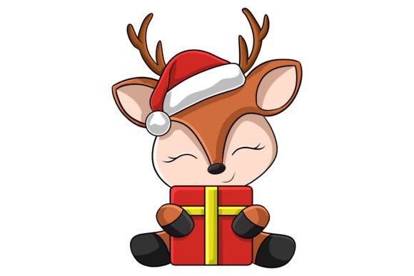 Christmas Character Deer Illustration for Handmade Creations