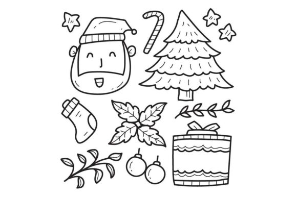 Christmas Doodle Cartoon Coloring Design for Branding and Marketing