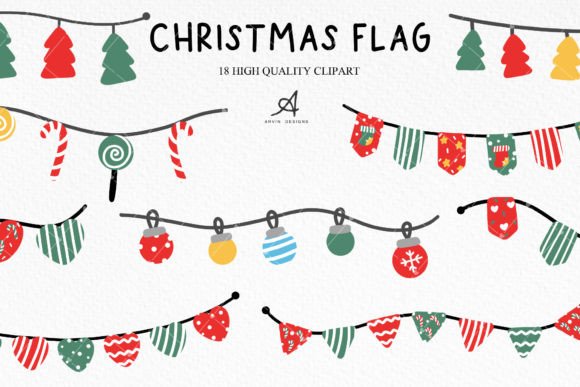 Christmas Flag Illustration for Digital Product Creation