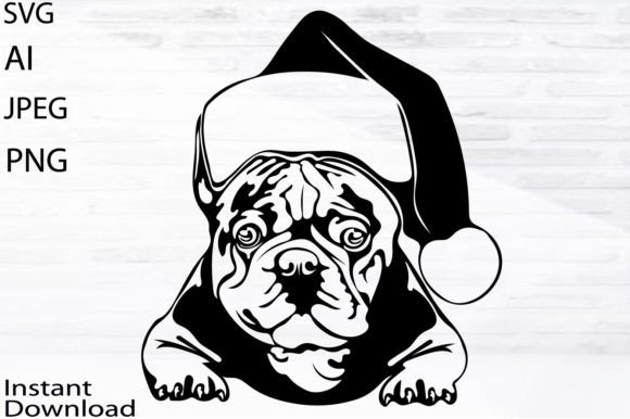 Christmas French Bulldog Dog SVG PNG JPG Illustrations