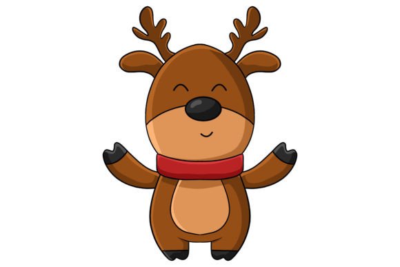 Christmas Happy Deer Character Illustration for Local Branding