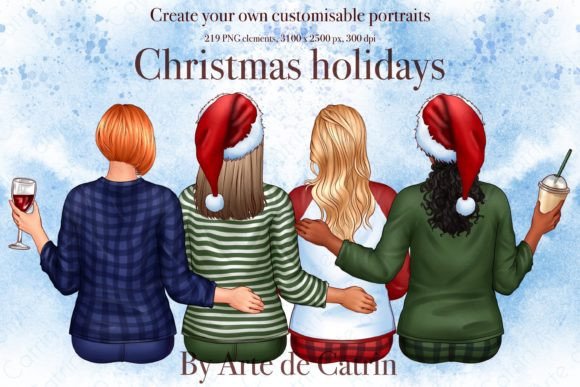Christmas Holidays Clipart, Best Friends for Illustrations