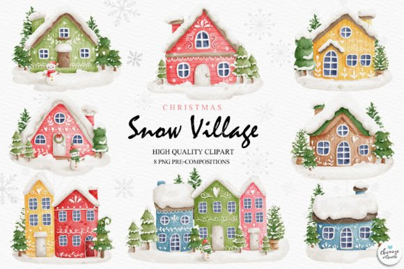 Christmas Houses Clipart for Festive Crafting Projects