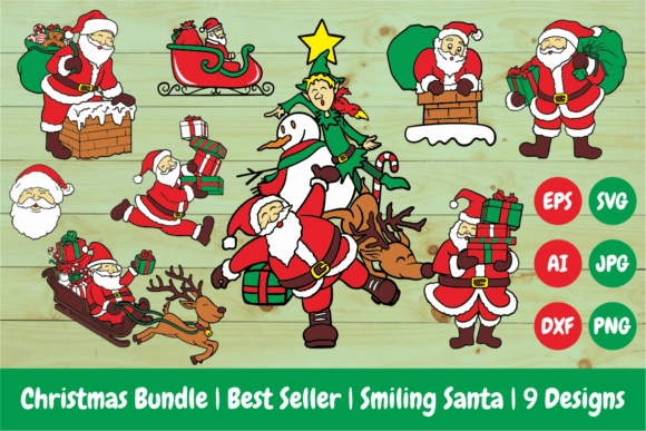Christmas Santa Bundle 9 Best Designs for Illustrations