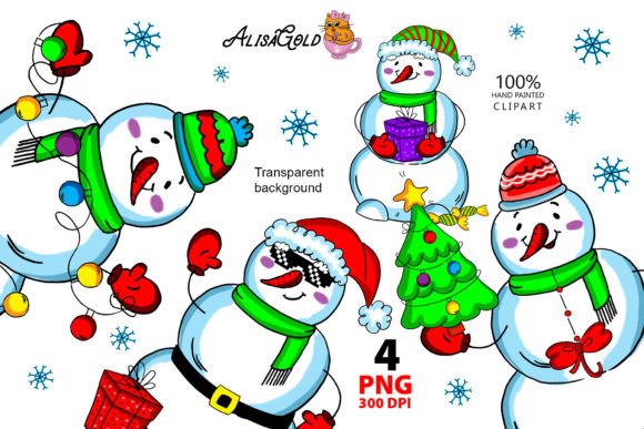 Christmas Snowmen, Santa Snowman Png for Crafting & Illustrations