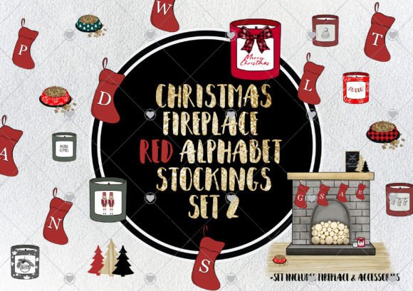 Christmas Stockings - Fireplace Red Illustration Review