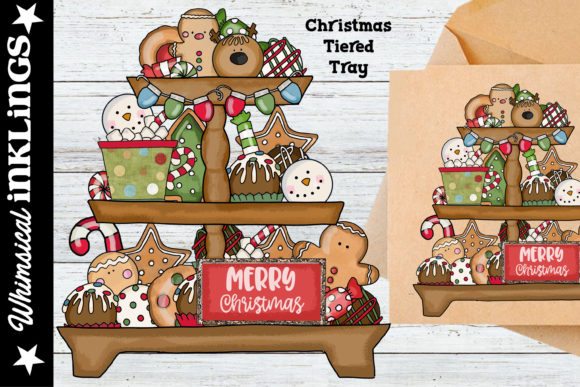 Christmas Tiered Tray Illustrations for Branding and Marketing