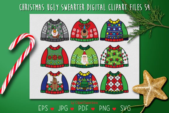 Christmas Ugly Sweater SVG PNG Clipart for Branding