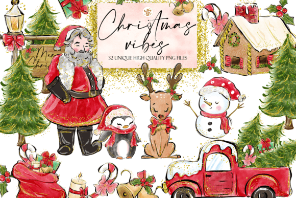 Christmas Vibes Clipart Illustrations for Handmade Creations