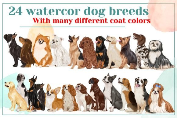 Christmas Watercolor Dog Breeds Clipart for Festive Branding
