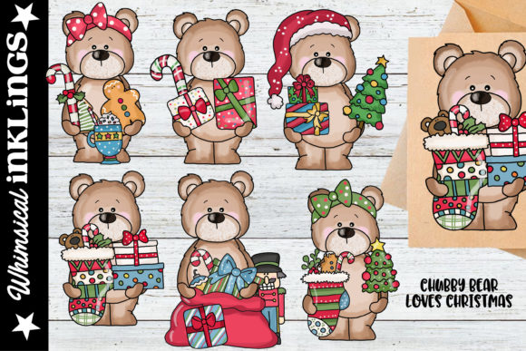 Chubby Bear Love Christmas Illustrations