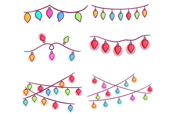 Colorful Christmas Garland Collection Illustrations
