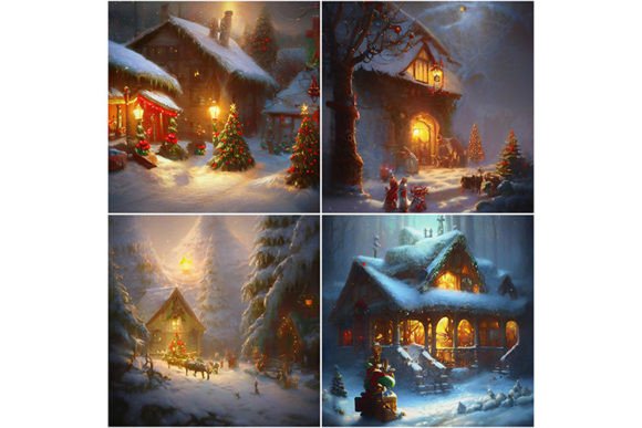 Cozy Christmas Cottage Illustrations for Digital Sellers