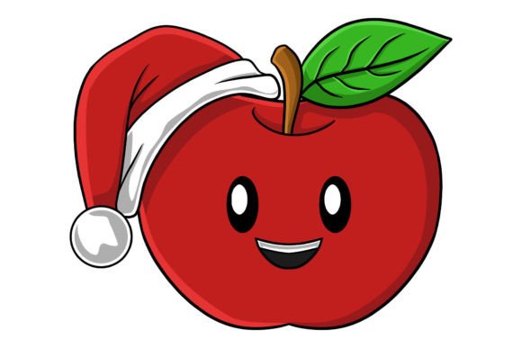 Cute Christmas Character Apple Illustration