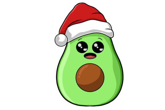 Cute Christmas Character Avocado Illustration