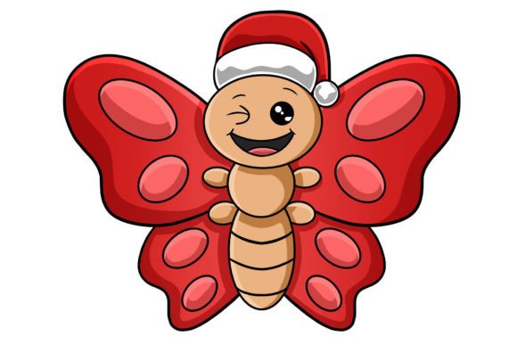 Cute Christmas Character Butterfly Illustration