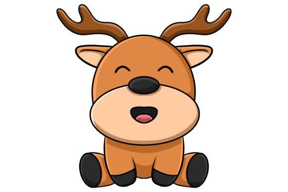 Cute Christmas Deer Sitting Illustration Review