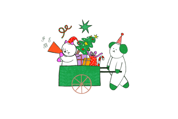 Cute Christmas Dog and Cat Illustration Review