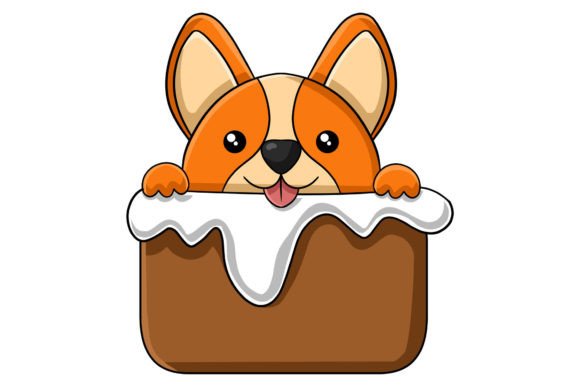 Cute Christmas Dog in the Chimney Illustrations