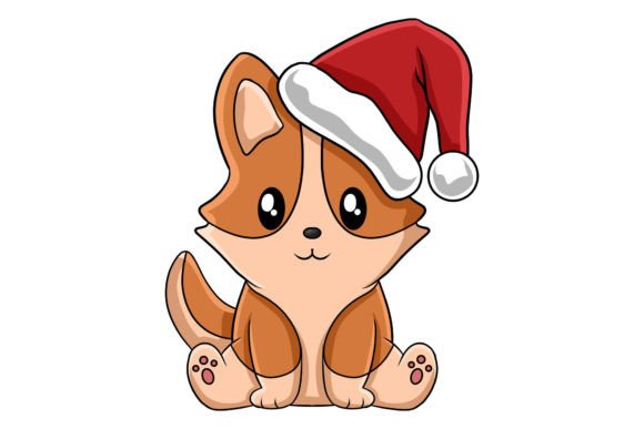 Cute Christmas Happy Dog Character Illustration