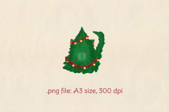 Funny Christmas Cat Illustration for Crafting and Design
