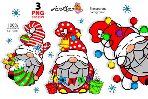 Gnomes Merry Christmas Illustration for Digital Selling