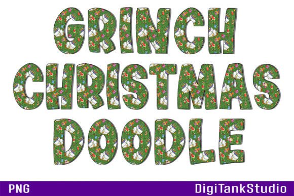 Grinch Christmas Doodle Letters for Festive Branding