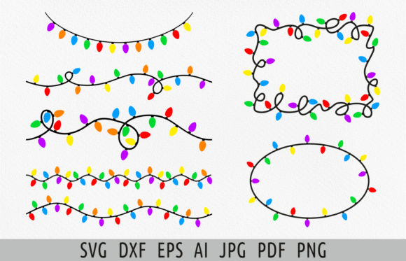 Tangled Christmas Lights Svg Border for Illustrations