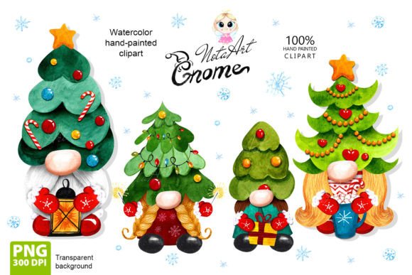 The Family of Christmas Gnomes, Dwarf Fa Illustrations