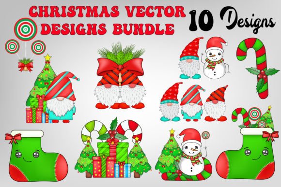 Watercolor Christmas Cute Vector Bundle for Illustrations