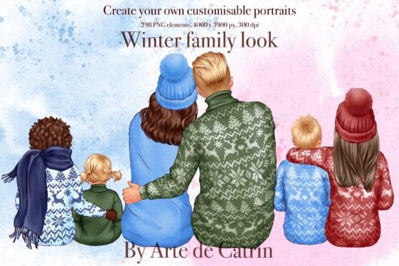 Winter Family Look Christmas Clipart for Crafting & Handmade Business